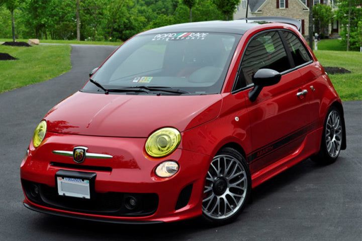 Rally Armor 12-18 Fiat 500 Red Mud Flap w/White Logo - Bull Strap