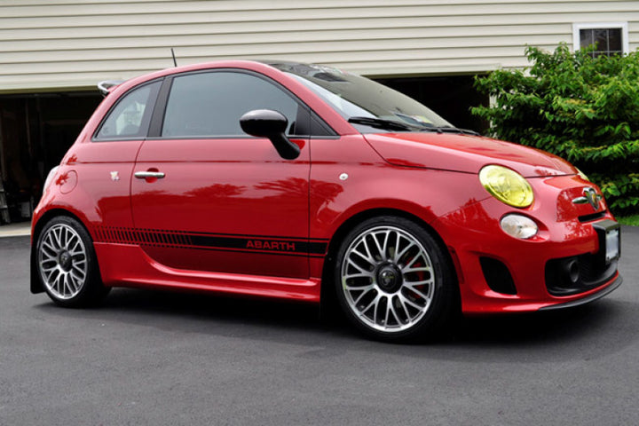 Rally Armor 12-18 Fiat 500 Red Mud Flap w/White Logo - Bull Strap