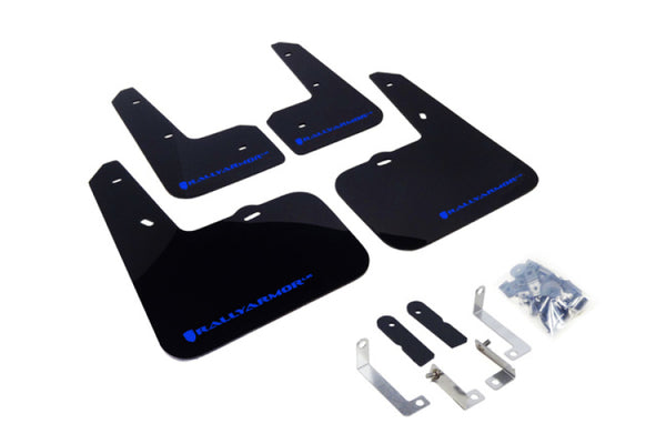 Rally Armor 12-18 Hyundai Veloster Black UR Mud Flap w/ Blue Logo - Bull Strap