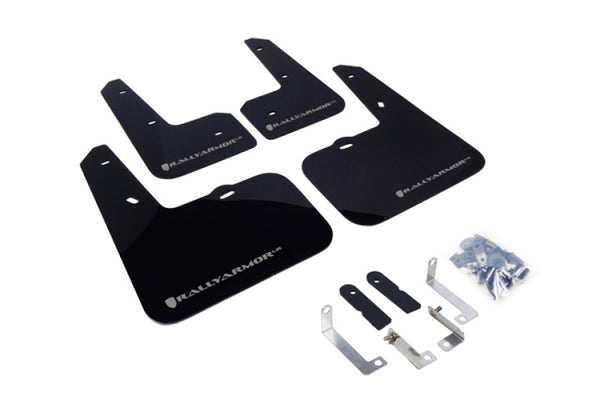 Rally Armor 12-18 Hyundai Veloster Black UR Mud Flap w/ Silver Logo - Bull Strap