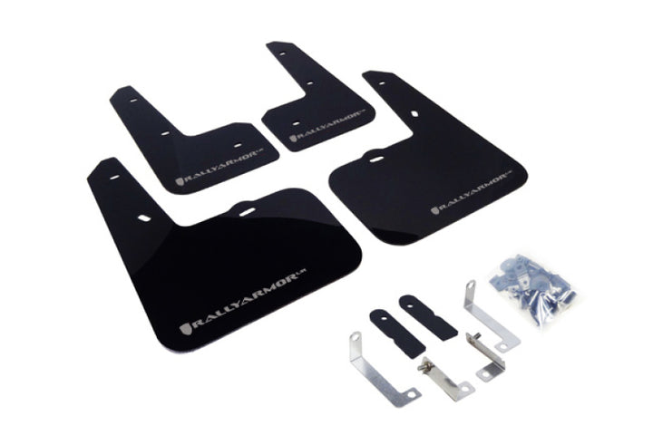 Rally Armor 12-18 Hyundai Veloster Black UR Mud Flap w/ Silver Logo - Bull Strap