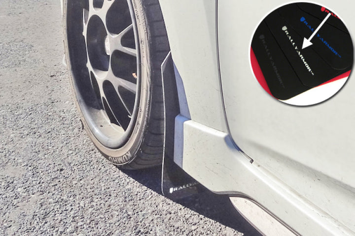 Rally Armor 12-18 Hyundai Veloster Black UR Mud Flap w/ White Logo - Bull Strap