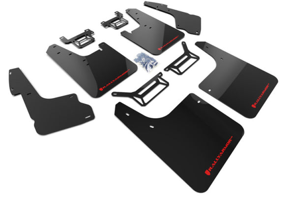 Rally Armor 12-24 Toyota 4Runner Black UR Mud Flap w/Red Logo - Bull Strap