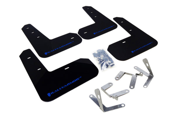 Rally Armor 13-17 Subaru BRZ/Toyota FR-S Black UR Mud Flap w/Blue Logo - Bull Strap