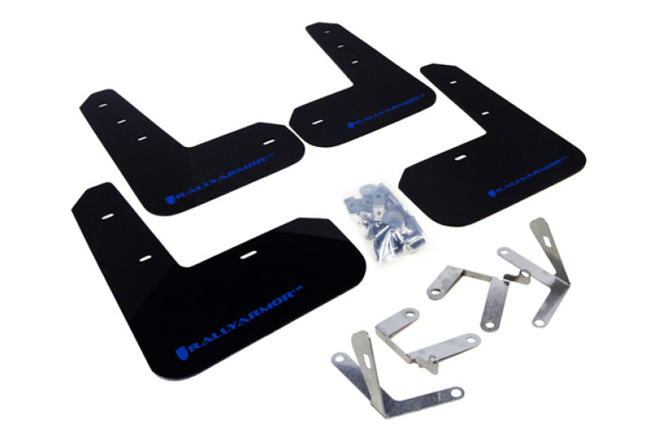 Rally Armor 13-17 Subaru BRZ/Toyota FR-S Black UR Mud Flap w/Blue Logo - Bull Strap