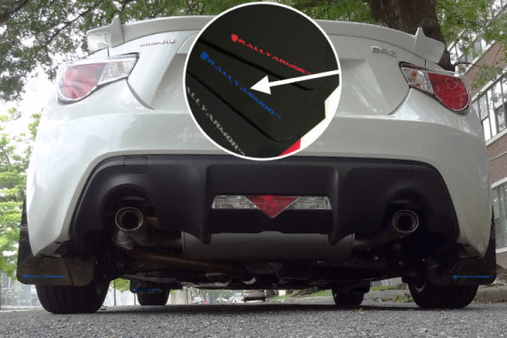Rally Armor 13-17 Subaru BRZ/Toyota FR-S Black UR Mud Flap w/Blue Logo - Bull Strap