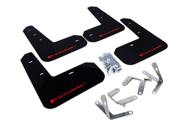 Rally Armor 13-17 Subaru BRZ/Toyota FR-S Black UR Mud Flap w/Red Logo - Bull Strap