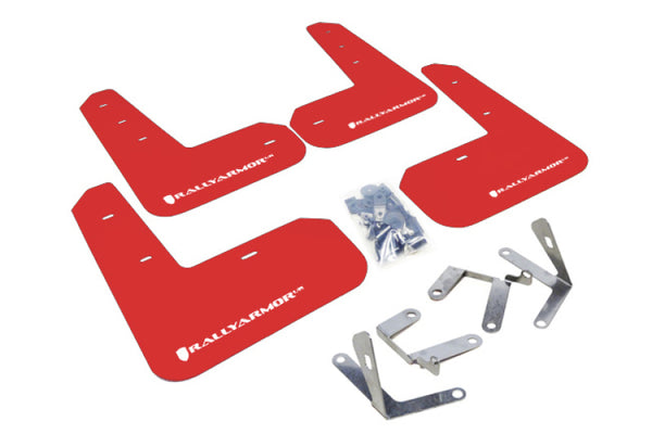 Rally Armor 13-17 Subaru BRZ/Toyota FR-S Red UR Mud Flap w/White Logo - Bull Strap