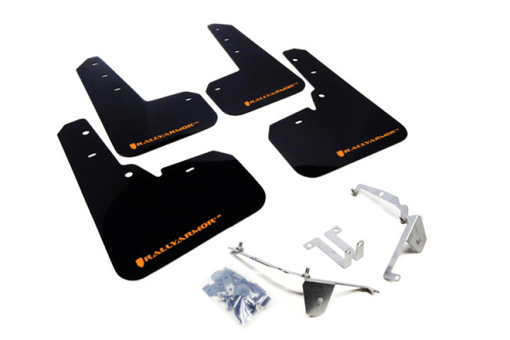 Rally Armor 13-17 Subaru Crosstrek XV Black Mud Flap w/Orange Logo - Bull Strap