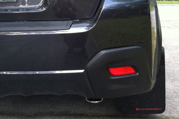 Rally Armor 13-17 Subaru Crosstrek XV Black Mud Flap w/Orange Logo - Bull Strap