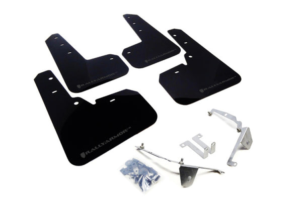 Rally Armor 13-17 Subaru Crosstrek XV Black UR Mud Flap w/Grey Logo - Bull Strap