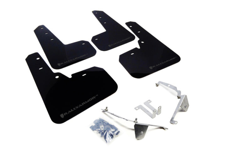 Rally Armor 13-17 Subaru Crosstrek XV Black UR Mud Flap w/Grey Logo - Bull Strap