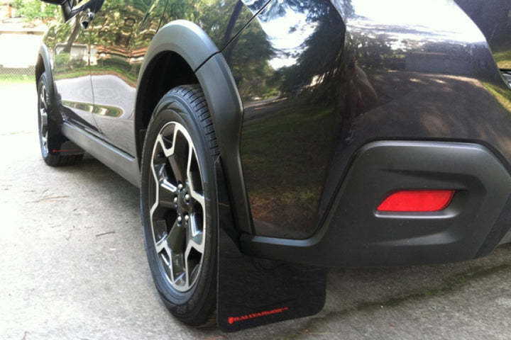 Rally Armor 13-17 Subaru Crosstrek XV Black UR Mud Flap w/Grey Logo - Bull Strap
