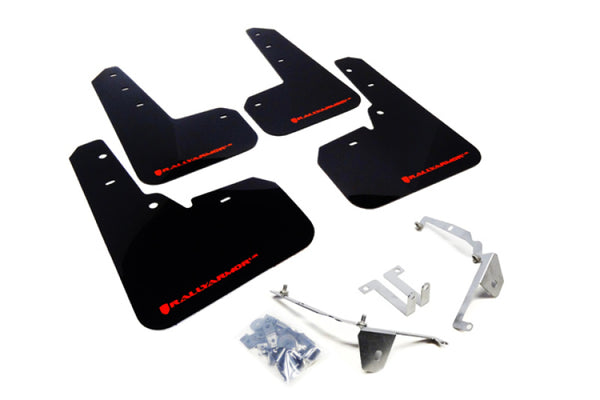 Rally Armor 13-17 Subaru Crosstrek XV Black UR Mud Flap w/Red Logo - Bull Strap