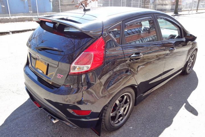 Rally Armor 13-19 Ford Fiesta ST Black UR Mud Flap w/Red Logo - Bull Strap