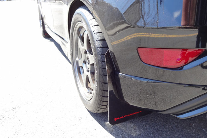 Rally Armor 13-19 Ford Fiesta ST Black UR Mud Flap w/Red Logo - Bull Strap
