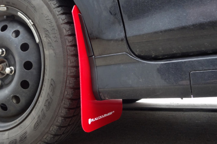 Rally Armor 13-19 Ford Fiesta ST Black UR Mud Flap w/Red Logo - Bull Strap
