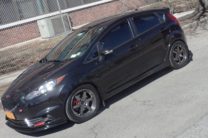 Rally Armor 13-19 Ford Fiesta ST Black UR Mud Flap w/Red Logo - Bull Strap