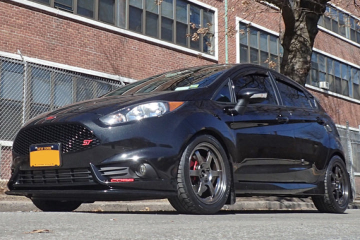 Rally Armor 13-19 Ford Fiesta ST Black UR Mud Flap w/White Logo - Bull Strap