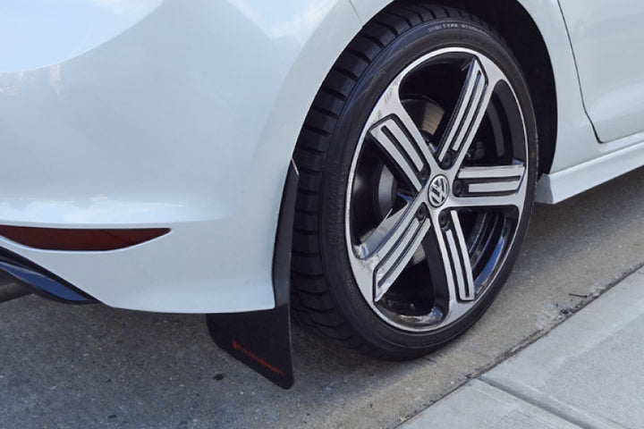 Rally Armor 15-17.5 MKVII VW Golf R Black UR Mud Flap w/Grey Logo - Bull Strap