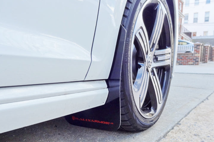 Rally Armor 15-17.5 MKVII VW Golf R Black UR Mud Flap w/Grey Logo - Bull Strap