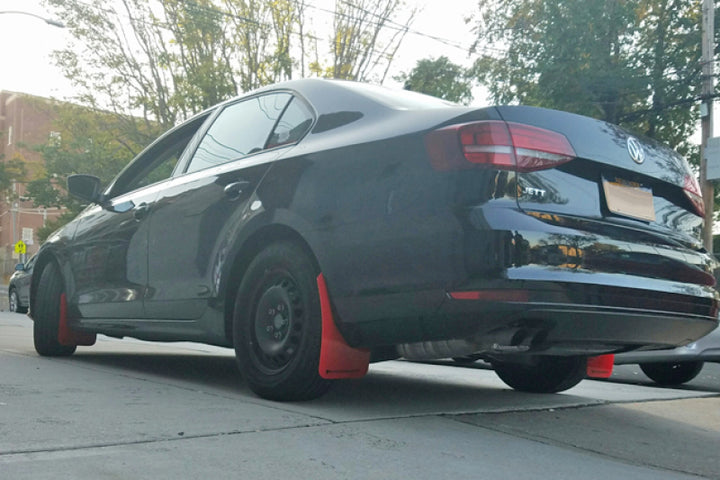 Rally Armor 15-18 VW Jetta Black UR Mud Flap w/Grey Logo - Bull Strap