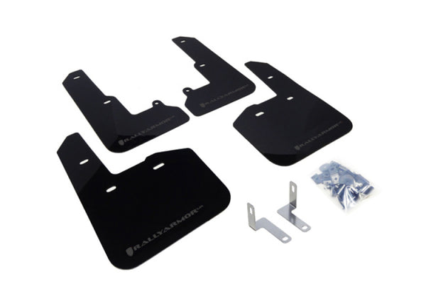 Rally Armor 15-19 Subaru Legacy Black UR Mud Flap w/ Grey Logo - Bull Strap