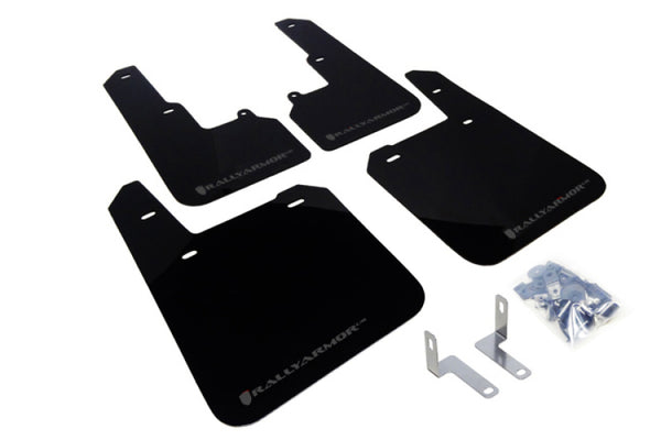 Rally Armor 15-19 Subaru Outback Black UR Mud Flap w/ Grey Logo - Bull Strap