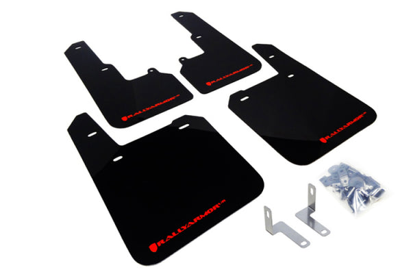 Rally Armor 15-19 Subaru Outback Black UR Mud Flap w/ Red Logo - Bull Strap