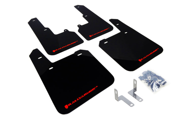Rally Armor 15-19 Subaru Outback Black UR Mud Flap w/ Red Logo - Bull Strap