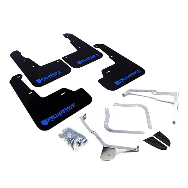 Rally Armor 15-21 Subaru WRX/STI Black Mud Flap Blue Altered Font Logo - Bull Strap
