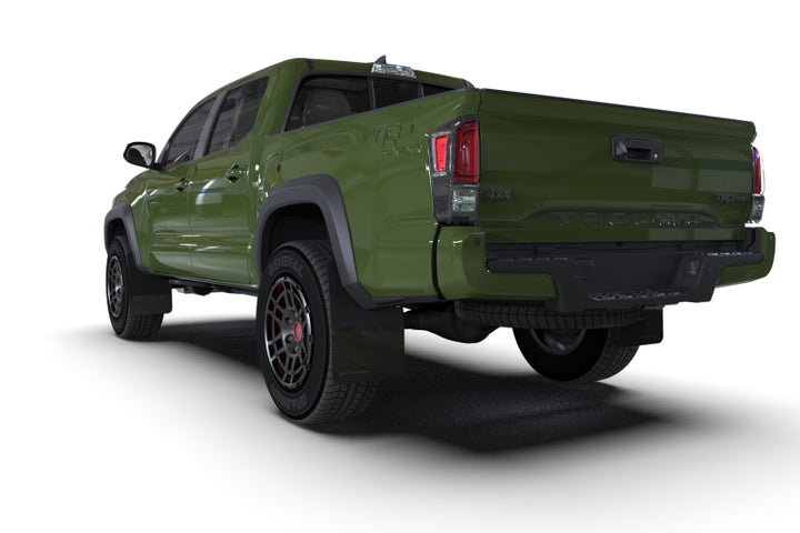 Rally Armor 16-23 Toyota Tacoma Gen 3 Black Mud Flap w/Grey Logo - Bull Strap