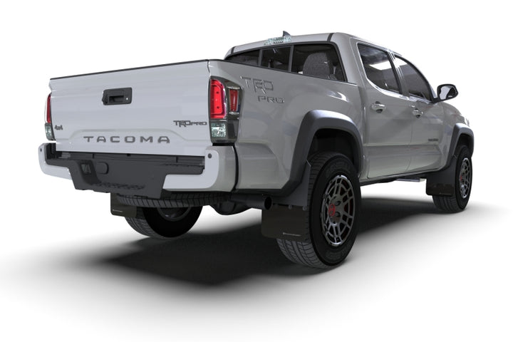 Rally Armor 16-23 Toyota Tacoma Gen 3 Black Mud Flap w/Grey Logo - Bull Strap