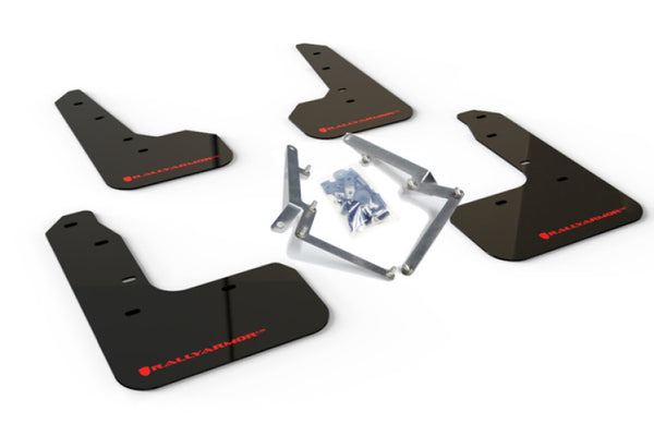 Rally Armor 17-19 Honda Civic Sport/Sport Touring Black UR Mud Flap w/Red Logo - Bull Strap