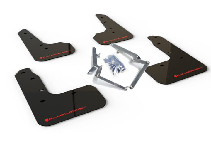 Rally Armor 17-19 Honda Civic Sport/Sport Touring Black UR Mud Flap w/Red Logo - Bull Strap