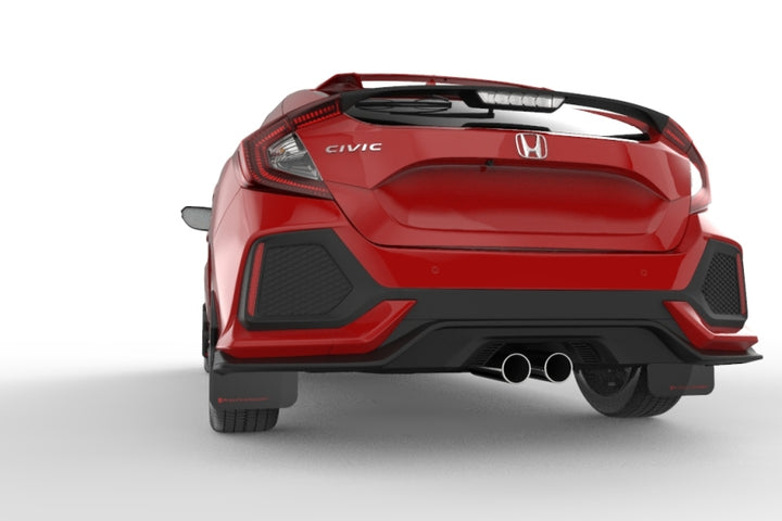 Rally Armor 17-19 Honda Civic Sport/Sport Touring Black UR Mud Flap w/Red Logo - Bull Strap