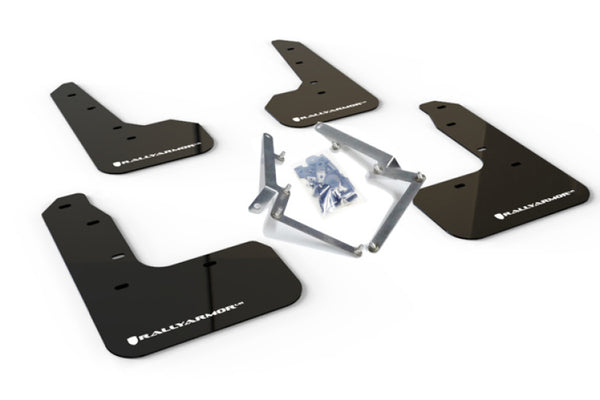 Rally Armor 17-21 Honda Civic Sport/Sport Touring Black UR Mud Flap w/White Logo - Bull Strap
