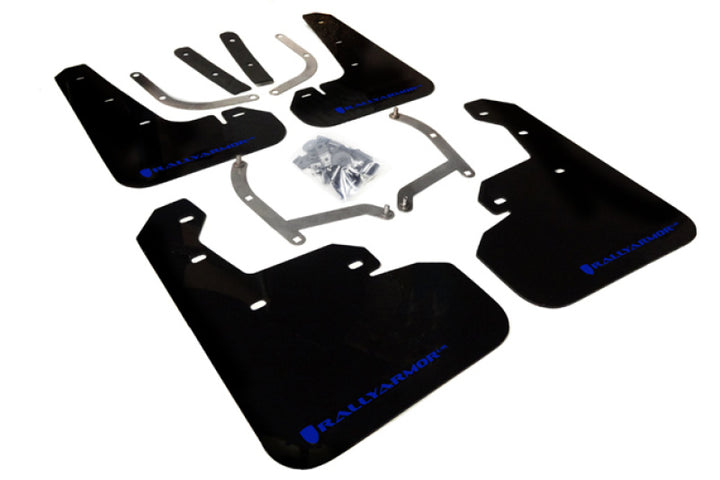 Rally Armor 17-23 Subaru Impreza 4D/5D Black UR Mud Flap w/Blue Logo - Bull Strap