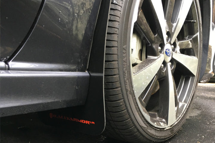 Rally Armor 17-23 Subaru Impreza 4D/5D Black UR Mud Flap w/Blue Logo - Bull Strap