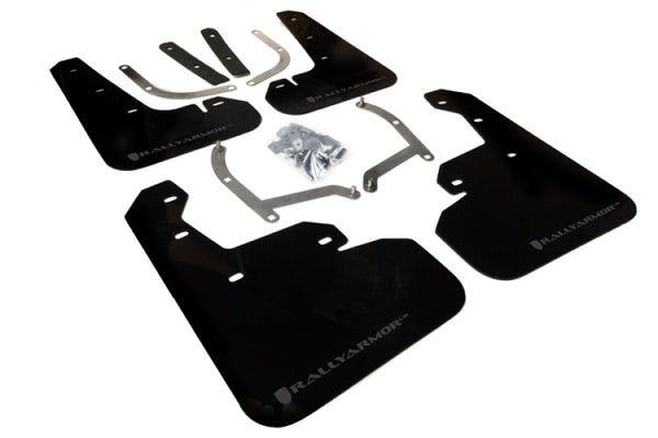 Rally Armor 17-23 Subaru Impreza 4D/5D Black UR Mud Flap w/Grey Logo - Bull Strap
