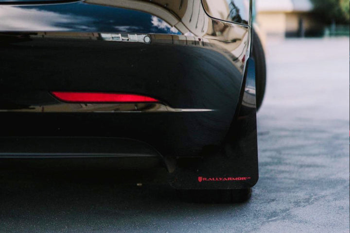 Rally Armor 17-23 Tesla Model 3 Black UR Mud Flap w/Dark Grey Logo - Bull Strap