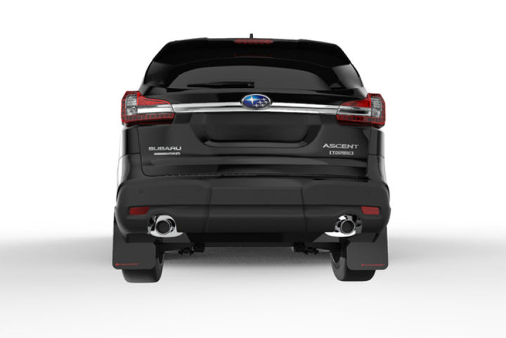 Rally Armor 18-25 Subaru Ascent Black UR Mud Flap w/Red Logo - Bull Strap