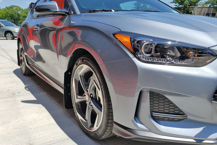 Rally Armor 19-21 Hyundai Veloster Turbo/2.0/R-Spec Red UR Mud Flap w/White Logo - Bull Strap
