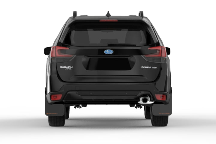 Rally Armor 19-21 Subaru Forester Black UR Mud Flap w/ Orange Logo - Bull Strap