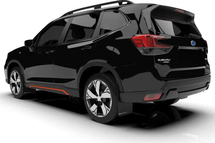 Rally Armor 19-21 Subaru Forester Black UR Mud Flap w/ White Logo - Bull Strap