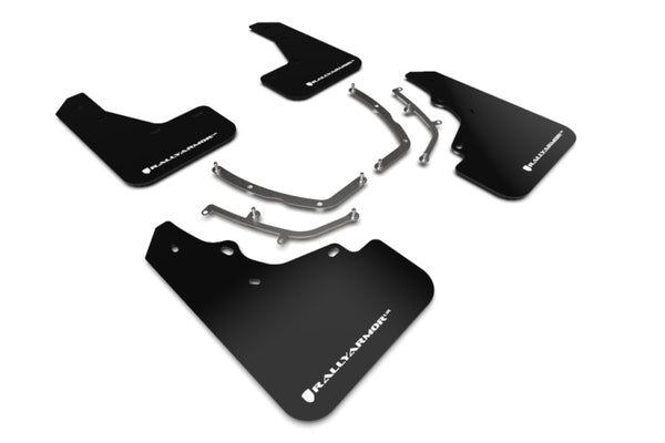 Rally Armor 19-25 Mazda3 Hatchback Black UR Mud Flap w/White Logo - Bull Strap