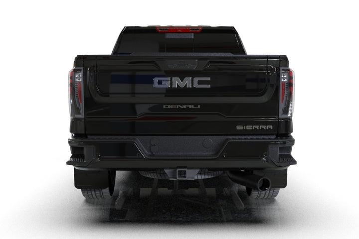 Rally Armor 20-26 GMC Sierra 2500/3500 HD Denali Black Mud Flap w/Metallic Black Logo - Bull Strap