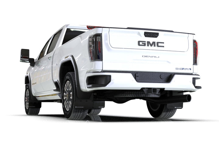 Rally Armor 20-26 GMC Sierra 2500/3500 HD Denali Black Mud Flap w/Metallic Black Logo - Bull Strap
