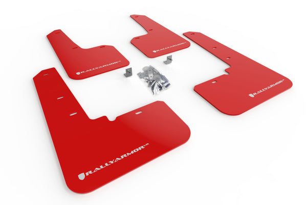 Rally Armor 20-25 Subaru Outback Red UR Mud Flap w/White Logo - Bull Strap