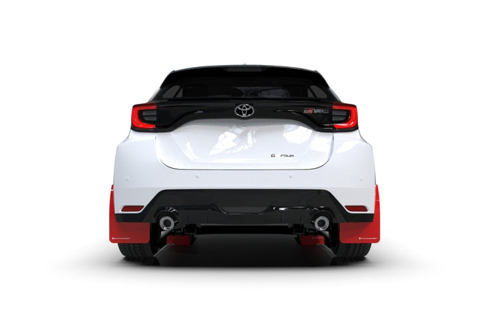 Rally Armor 20-25 Toyota GR Yaris Red Mud Flap w/White Logo - Bull Strap